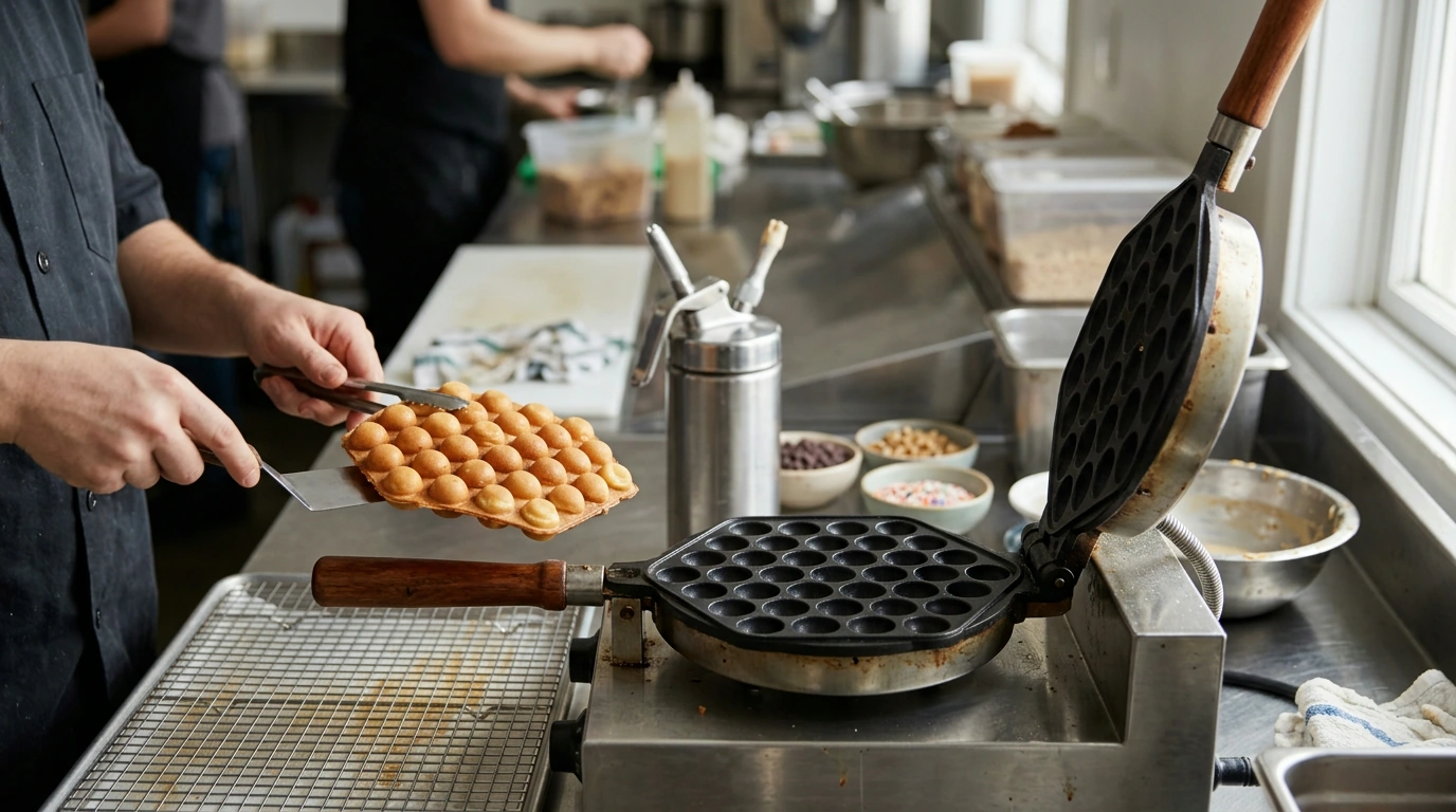 1400W Commercial Bubble Waffle Maker: Dual Non-Stick