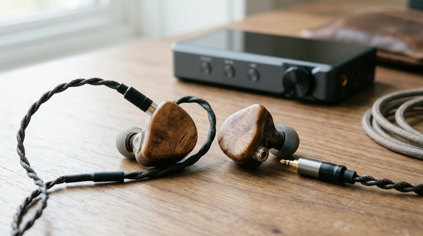 2DD+4BA Hybrid IEMs: Swappable Cable, Wood Faceplates