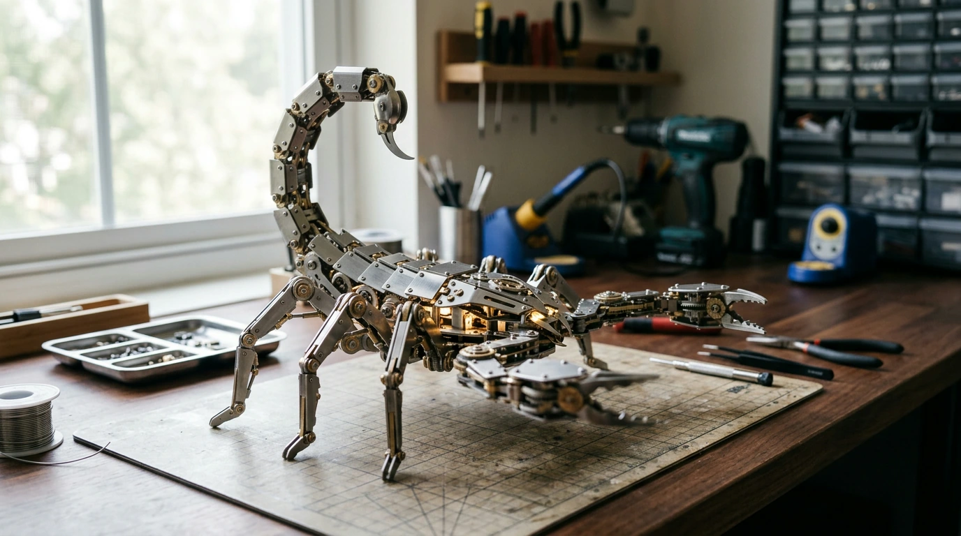 3D Mechanical Scorpion Puzzle: Motorized Lights & Motion