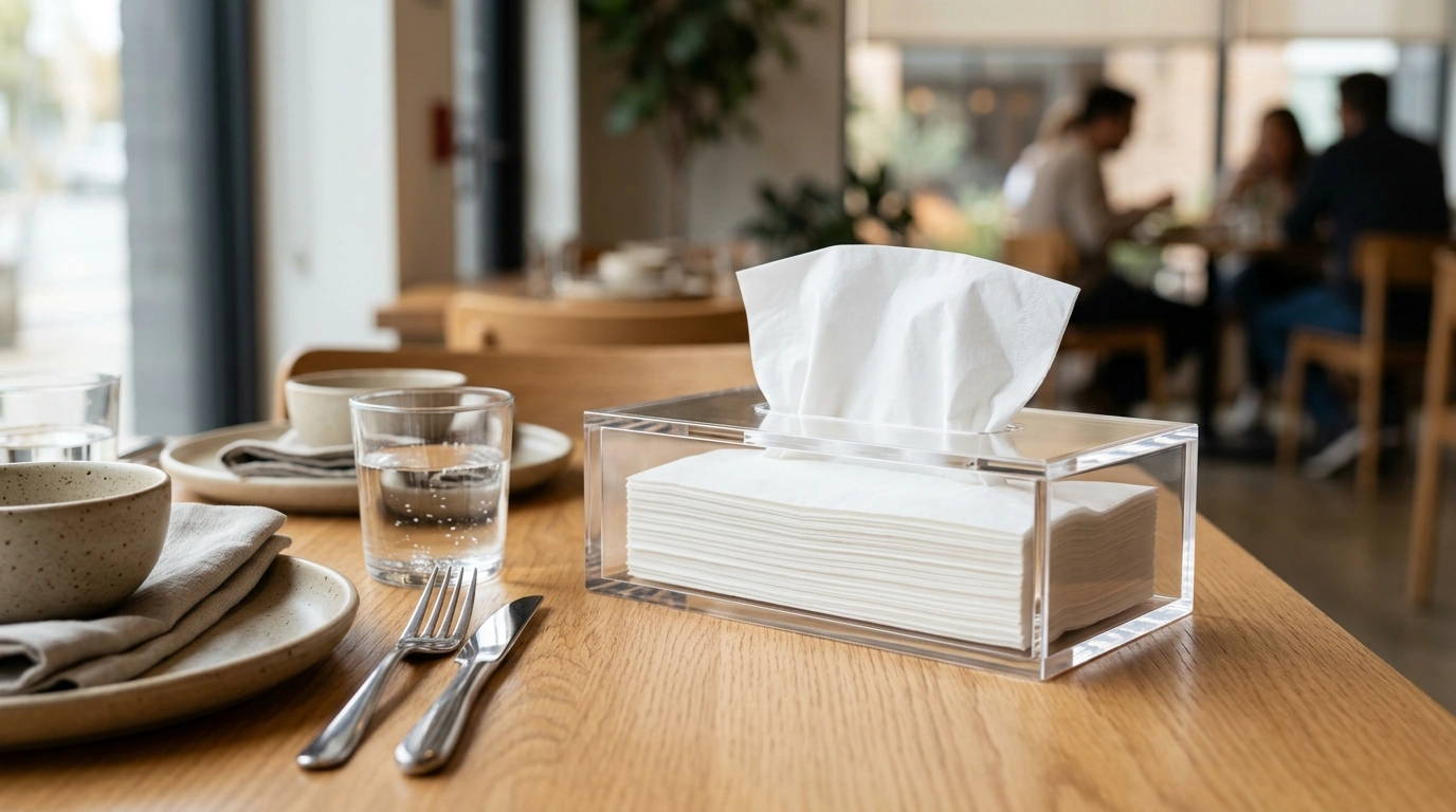 Clear Hollow Acrylic Tissue Box for Desk, Bath, Dining