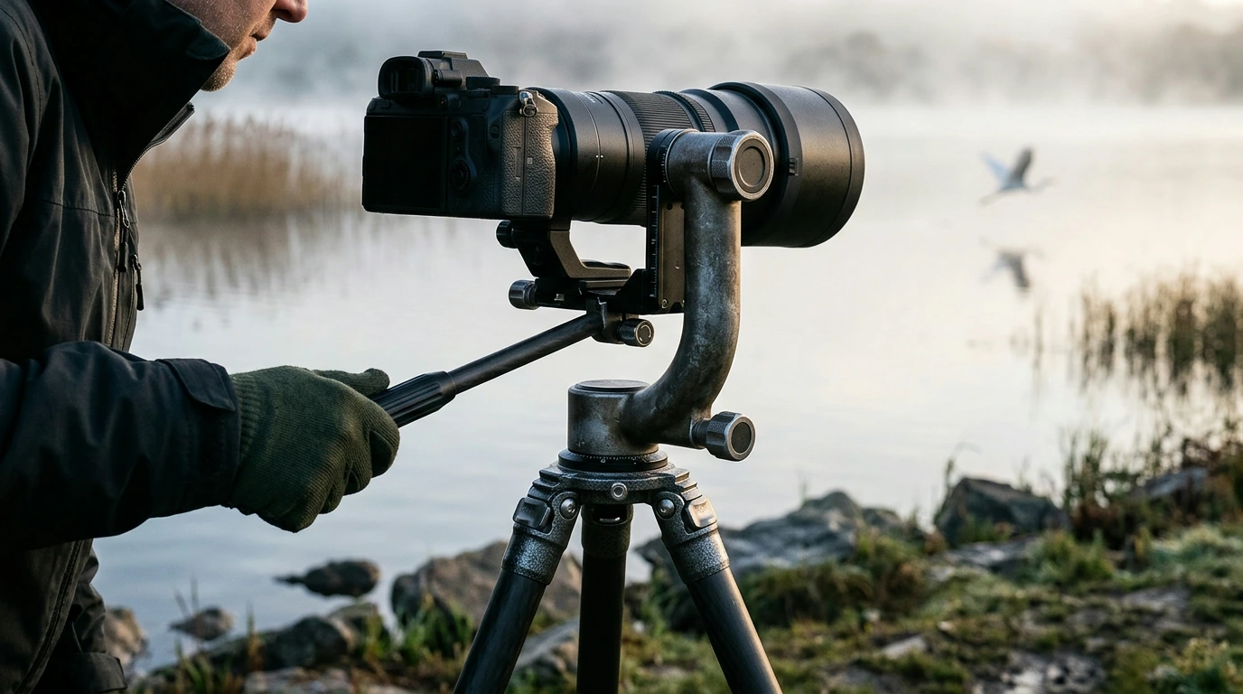 Hydraulic Gimbal Ball Head: Quick-Release + Handle Guide