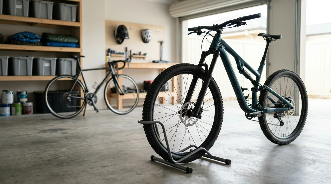 Stable Floor Bike Stand for Garage MTB & Road Storage