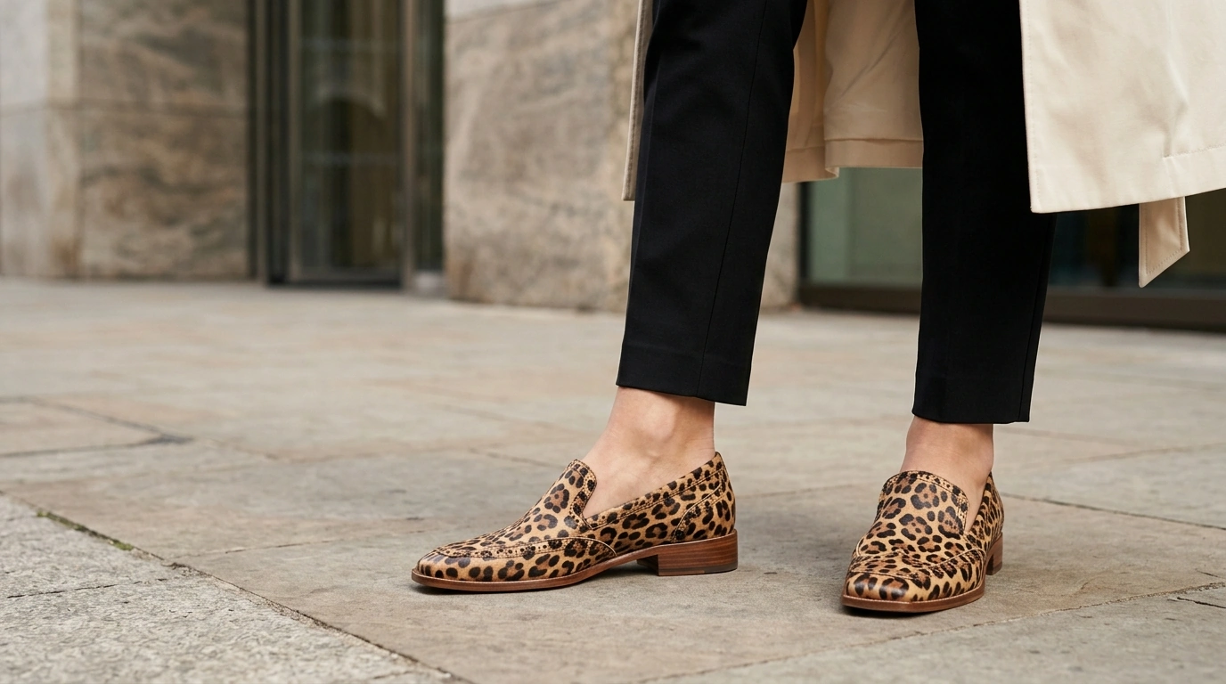 Leopard Print Square-Toe Brogue Loafers: Style & Fit