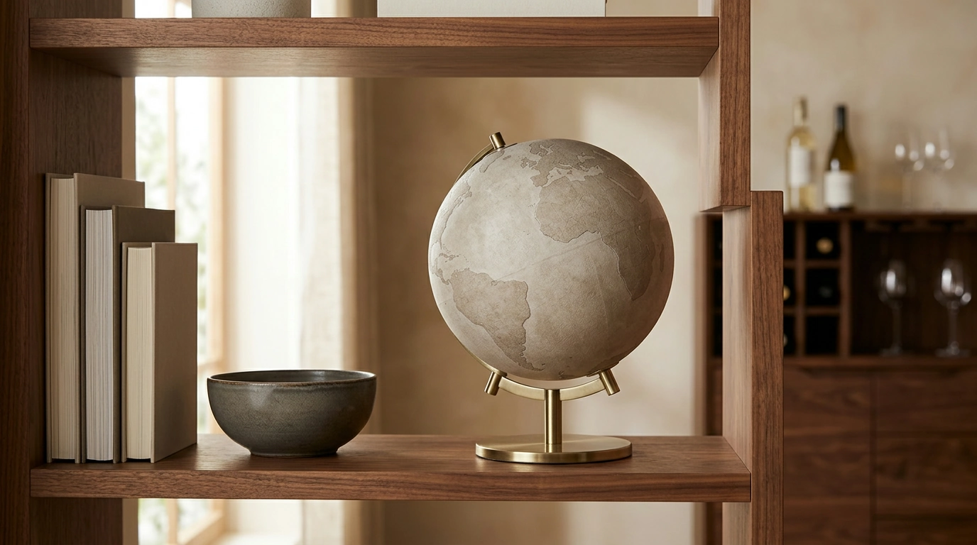 Luxury Modern Globe Decor: Desk, Shelf, Wine Cabinet